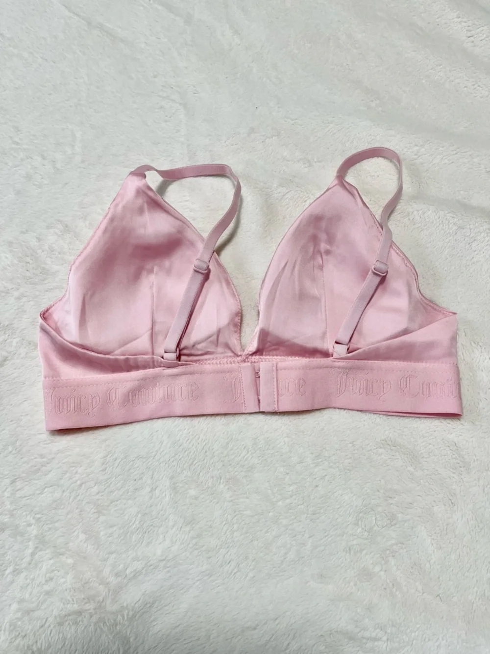 Juicy Couture Pink Satin Triangle Bralette Lounge Wireless Underband Medium